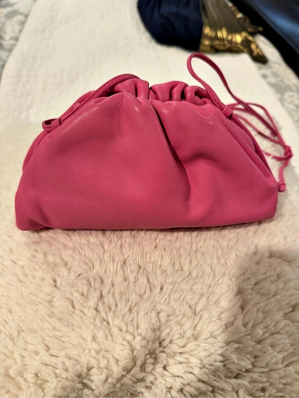 Bottega Veneta The Mini Pouch Gathered Drawstring Bag Pink - Picture 4 of 8
